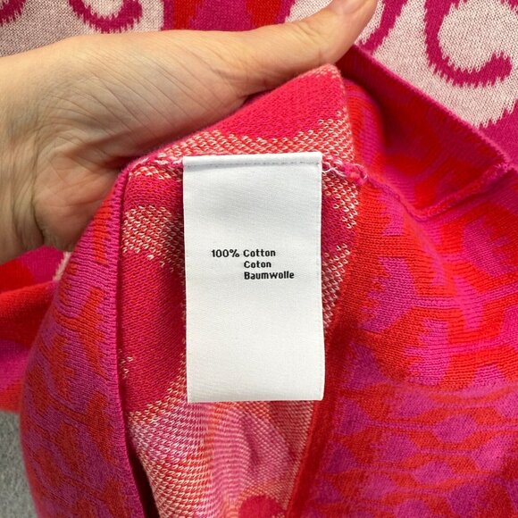 NEVE Womens Size Small Cotton‎ Knit Sweater V-Neck Red Pink White 3/4 Sleeve Mod - Picture 5 of 10